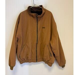 Vintage LL Bean Canvas Wool Blanket Lined Suede Collar Bomber Jacket Mens XXL